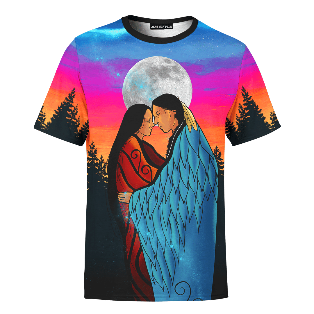 Native American Symbols Of Love For Soulmates When I Follow My Heart It Leads Me To You Native Indian Couple Customized 3D All Over Printed Shirt Hoodie