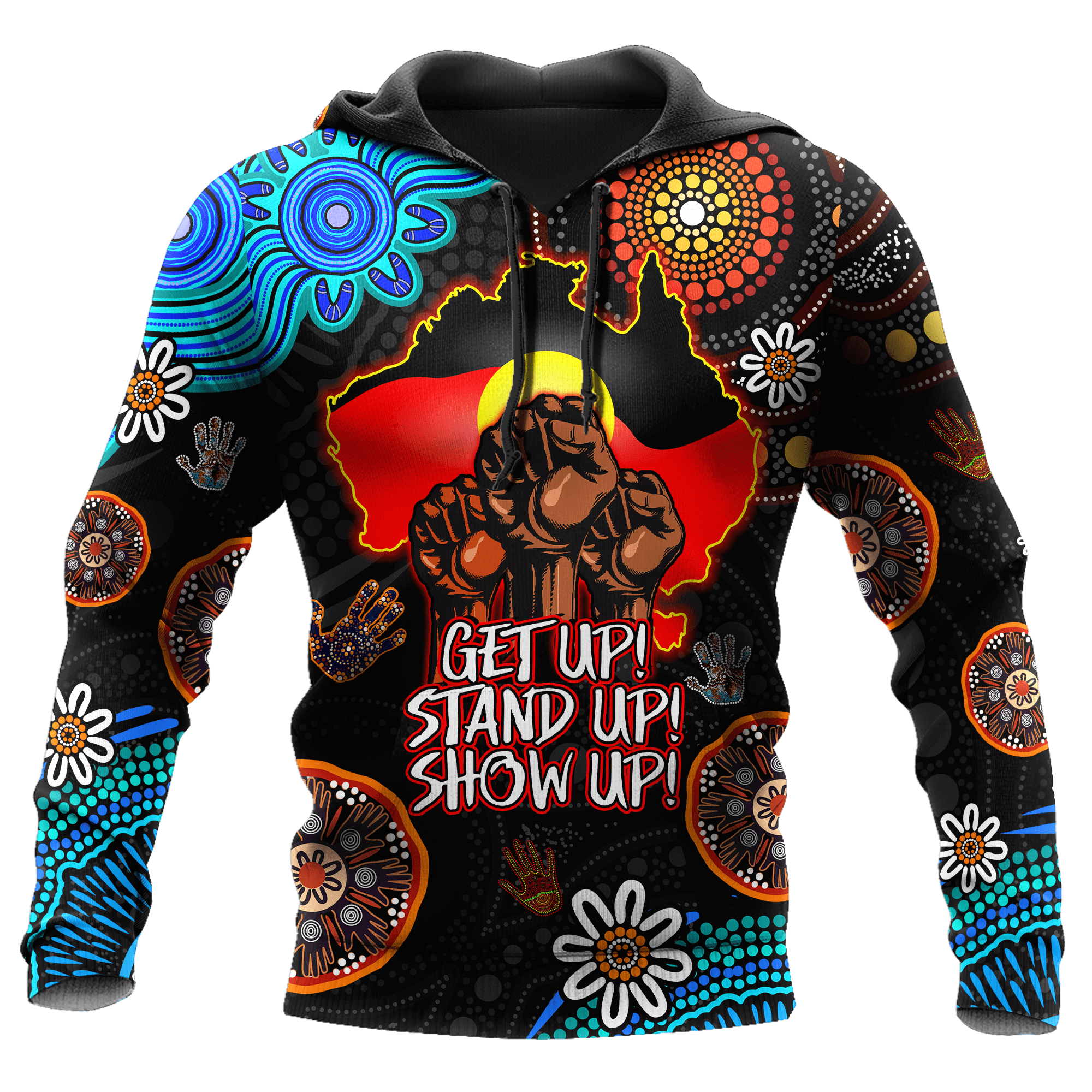 Aboriginal Indigenous Naidoc Week Get Up Stand Up Show Up Blue Sun Map Hoodie