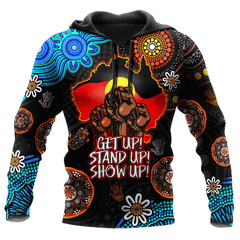 Aboriginal Indigenous Naidoc Week Get Up Stand Up Show Up Blue Sun Map Hoodie