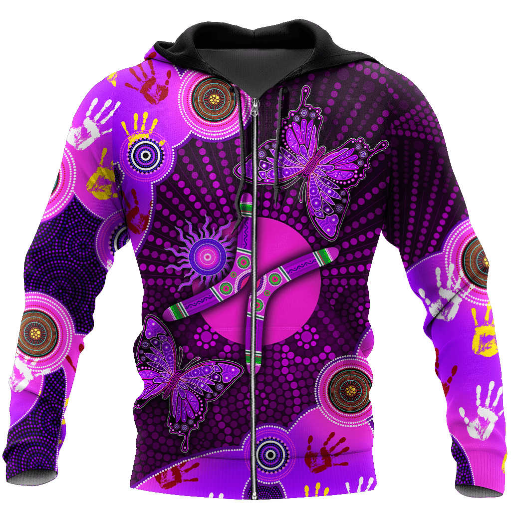 Aboriginal Naidoc Week Purple Butterflies Shirts