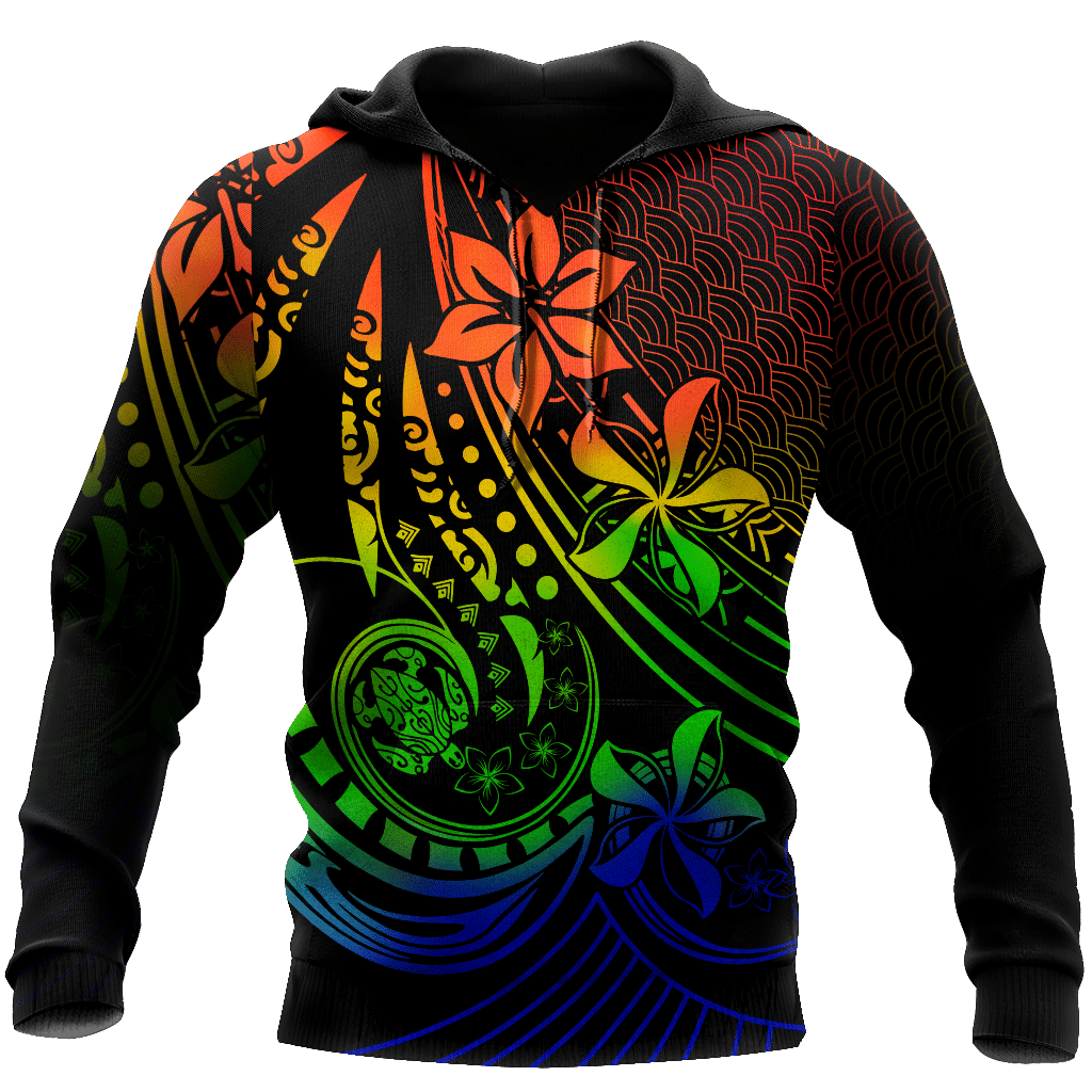 Amazing Polynesian Tattoo And Frangipani Flower Unisex Deluxe Hoodie ML