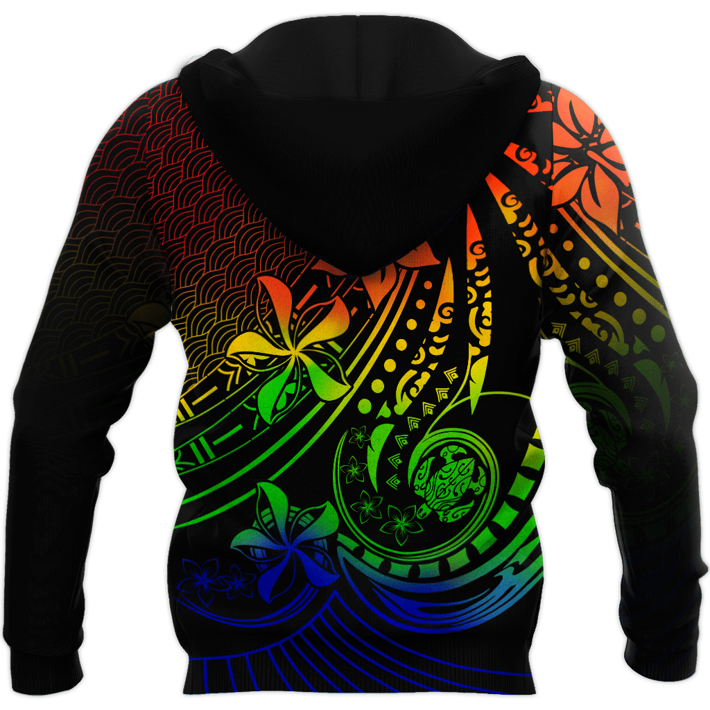 Amazing Polynesian Tattoo And Frangipani Flower Unisex Deluxe Hoodie ML