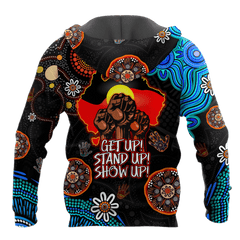 Aboriginal Indigenous Naidoc Week Get Up Stand Up Show Up Blue Sun Map Hoodie