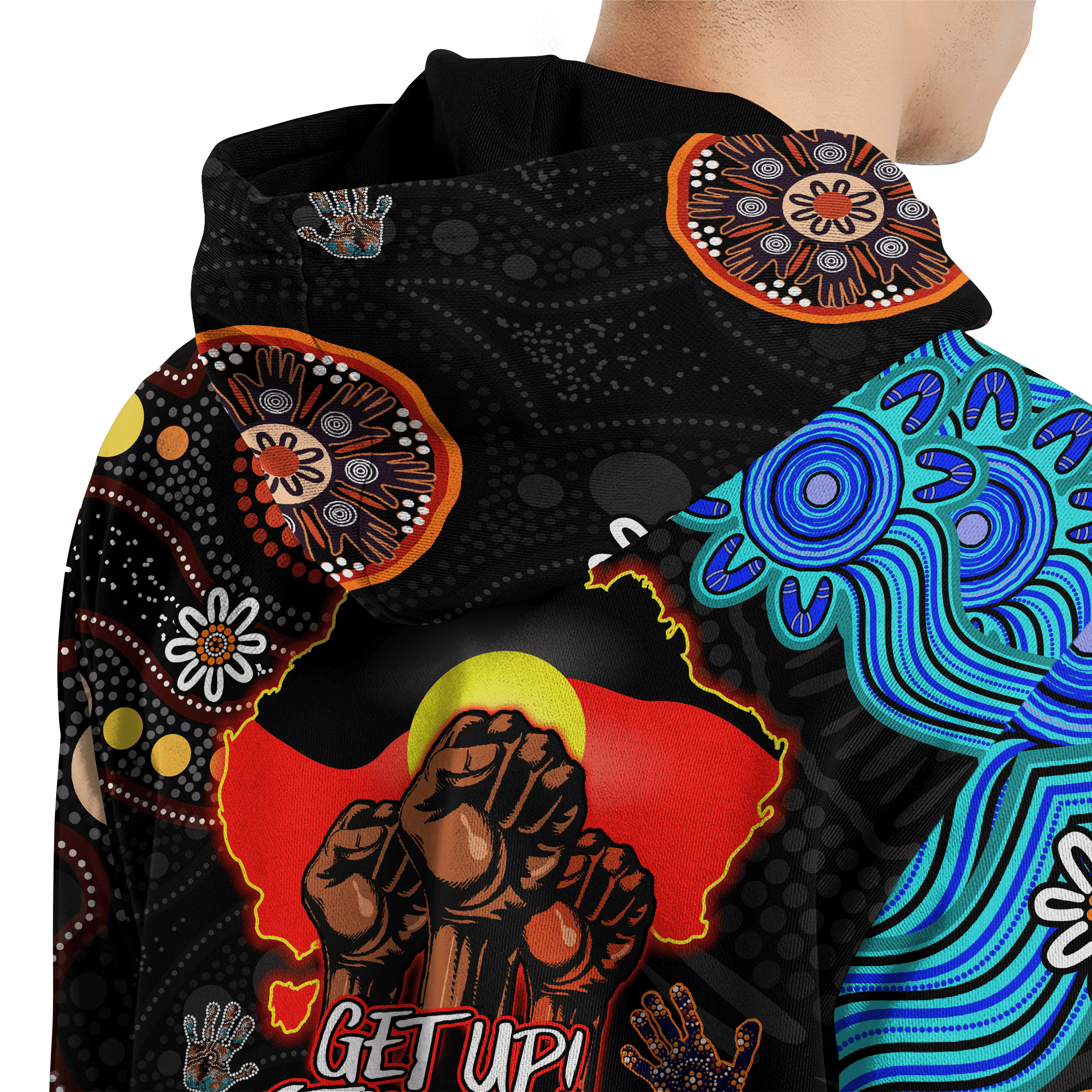 Aboriginal Indigenous Naidoc Week Get Up Stand Up Show Up Blue Sun Map Hoodie