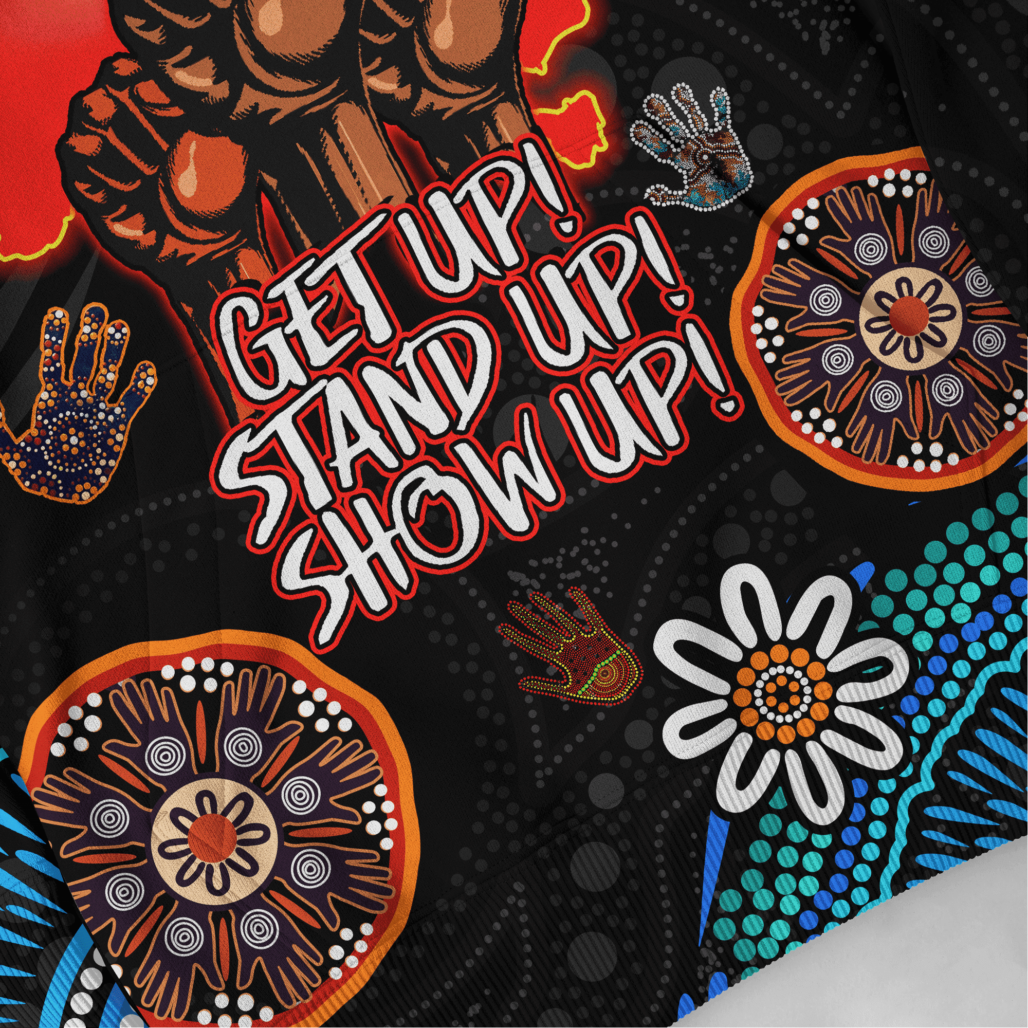 Aboriginal Indigenous Naidoc Week Get Up Stand Up Show Up Blue Sun Map Hoodie