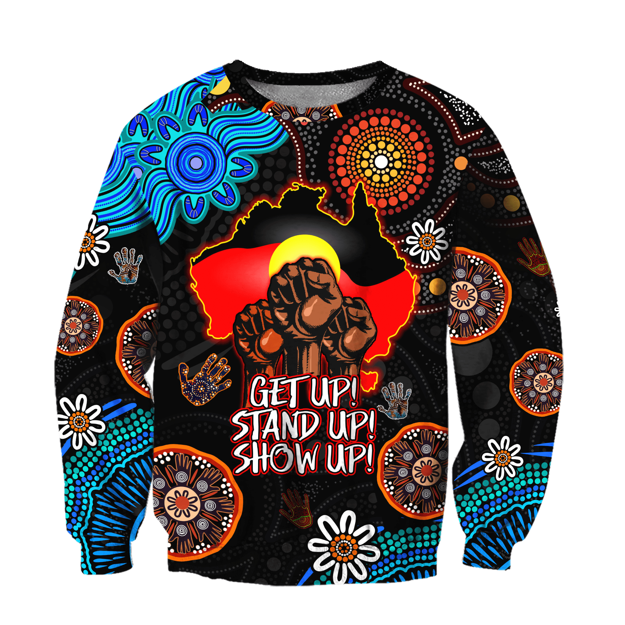 Aboriginal Indigenous Naidoc Week Get Up Stand Up Show Up Blue Sun Map Hoodie