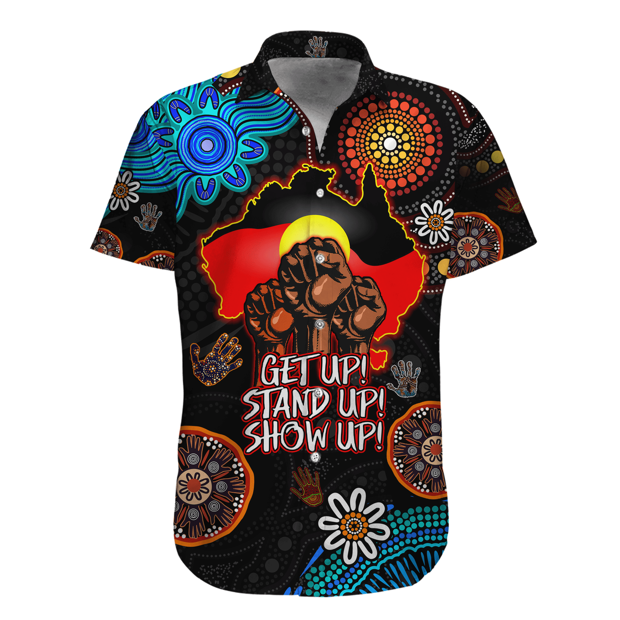 Aboriginal Indigenous Naidoc Week Get Up Stand Up Show Up Blue Sun Map Hoodie