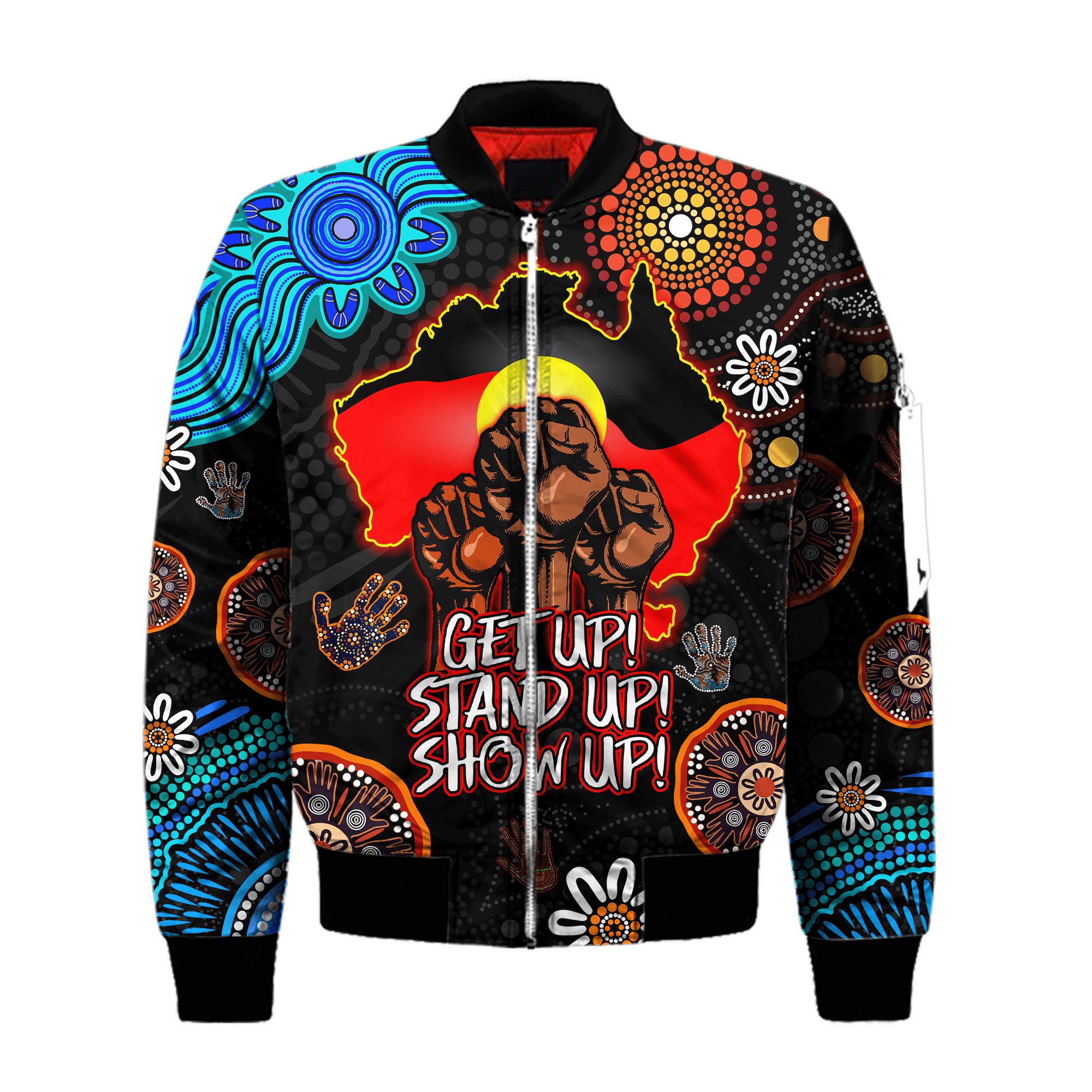 Aboriginal Indigenous Naidoc Week Get Up Stand Up Show Up Blue Sun Map Hoodie