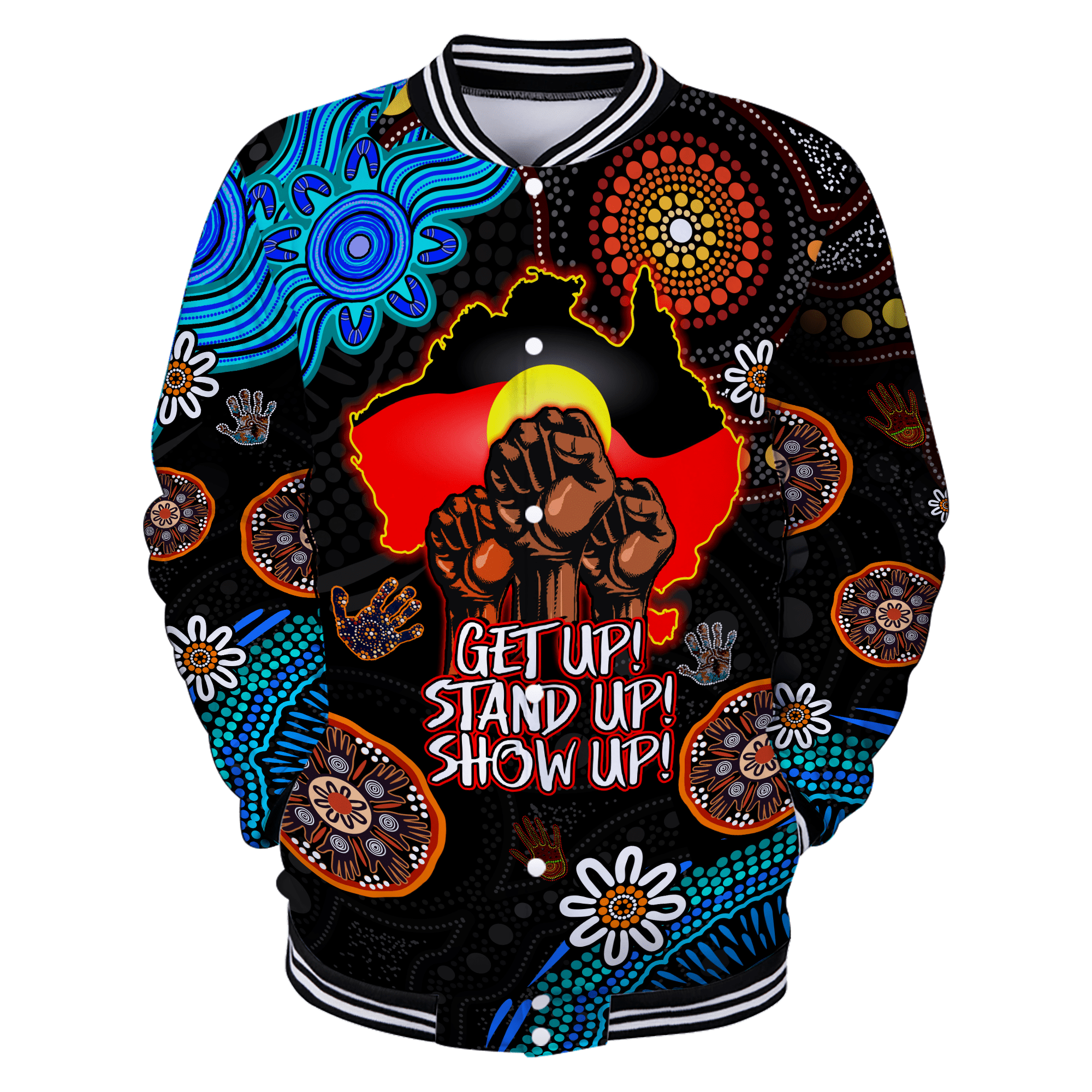 Aboriginal Indigenous Naidoc Week Get Up Stand Up Show Up Blue Sun Map Hoodie