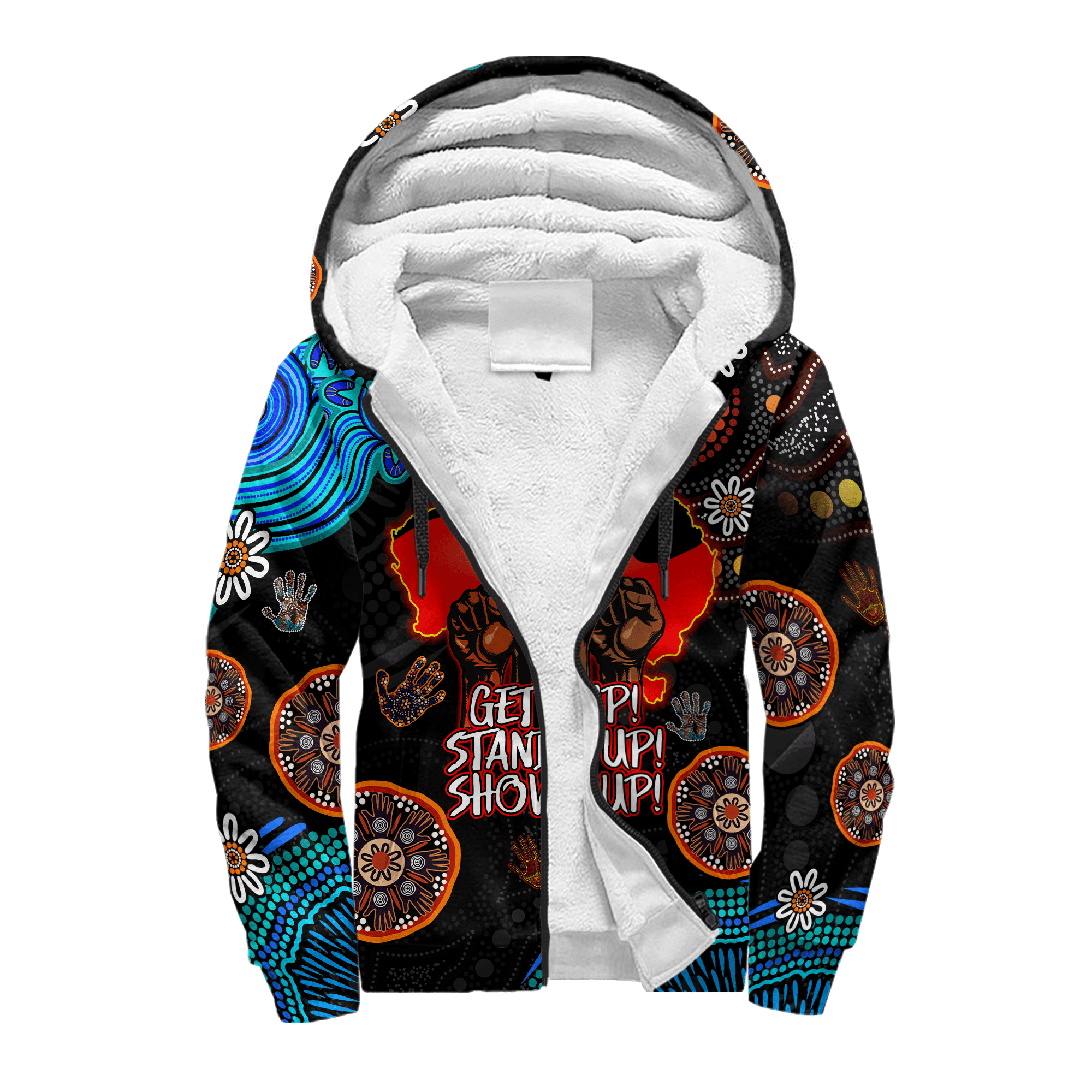 Aboriginal Indigenous Naidoc Week Get Up Stand Up Show Up Blue Sun Map Hoodie