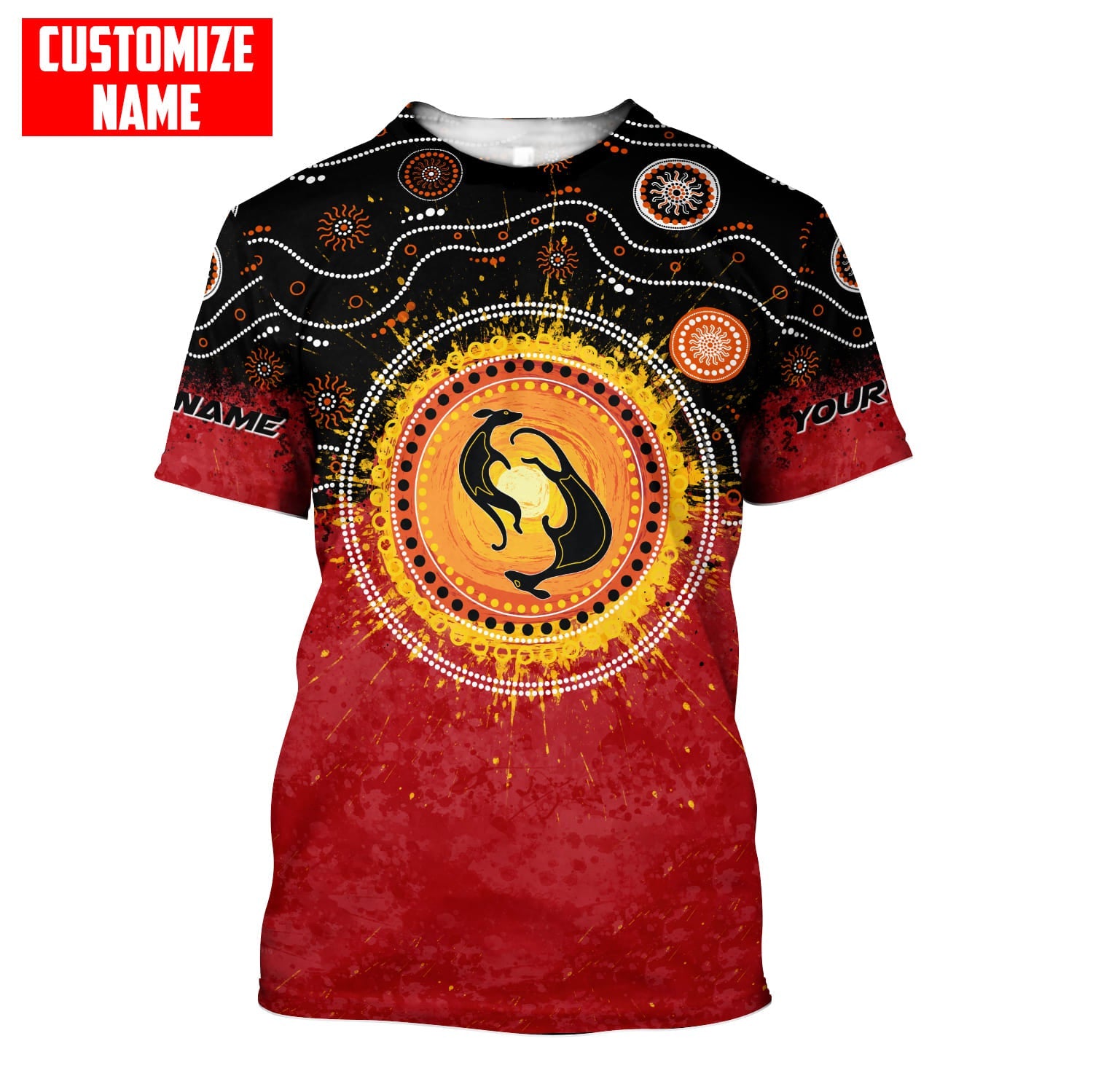 Aboriginal Flag Kangaroo Couple Custom name shirts