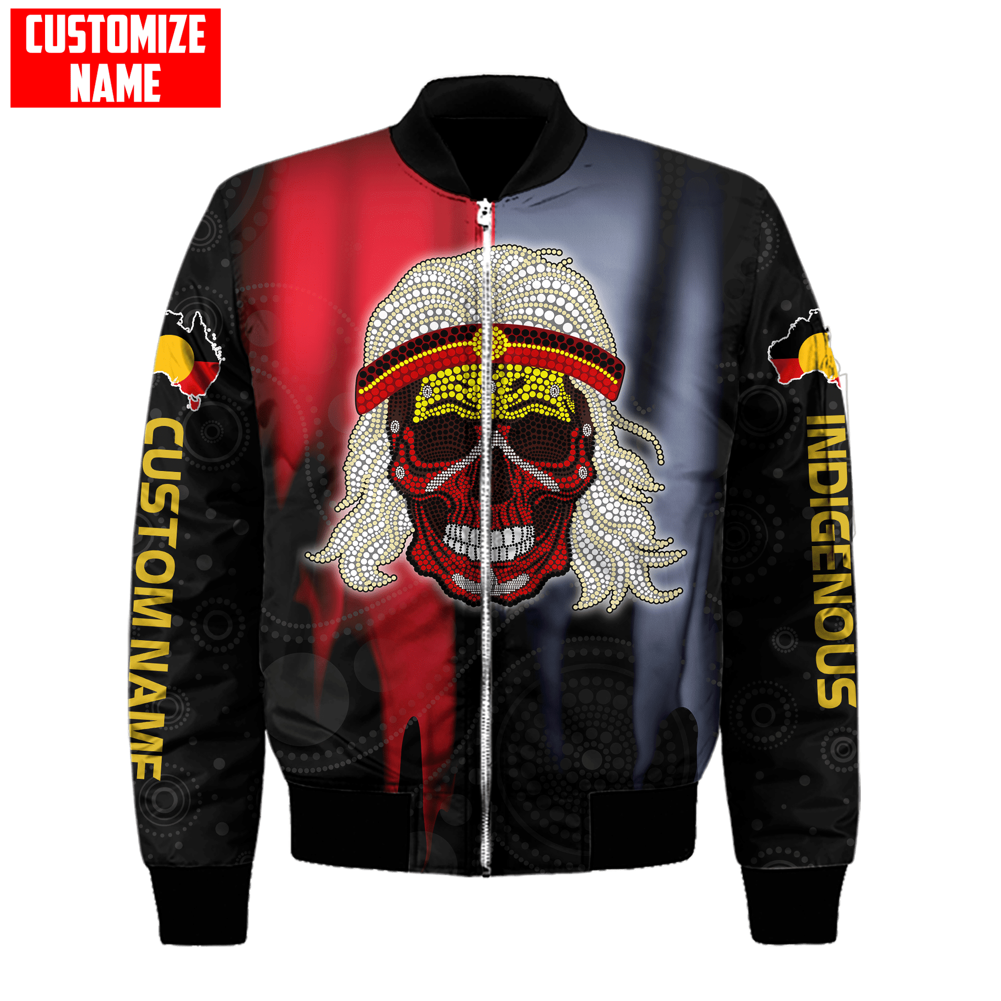 Aboriginal Flag Indigenous Skull Custom name shirts