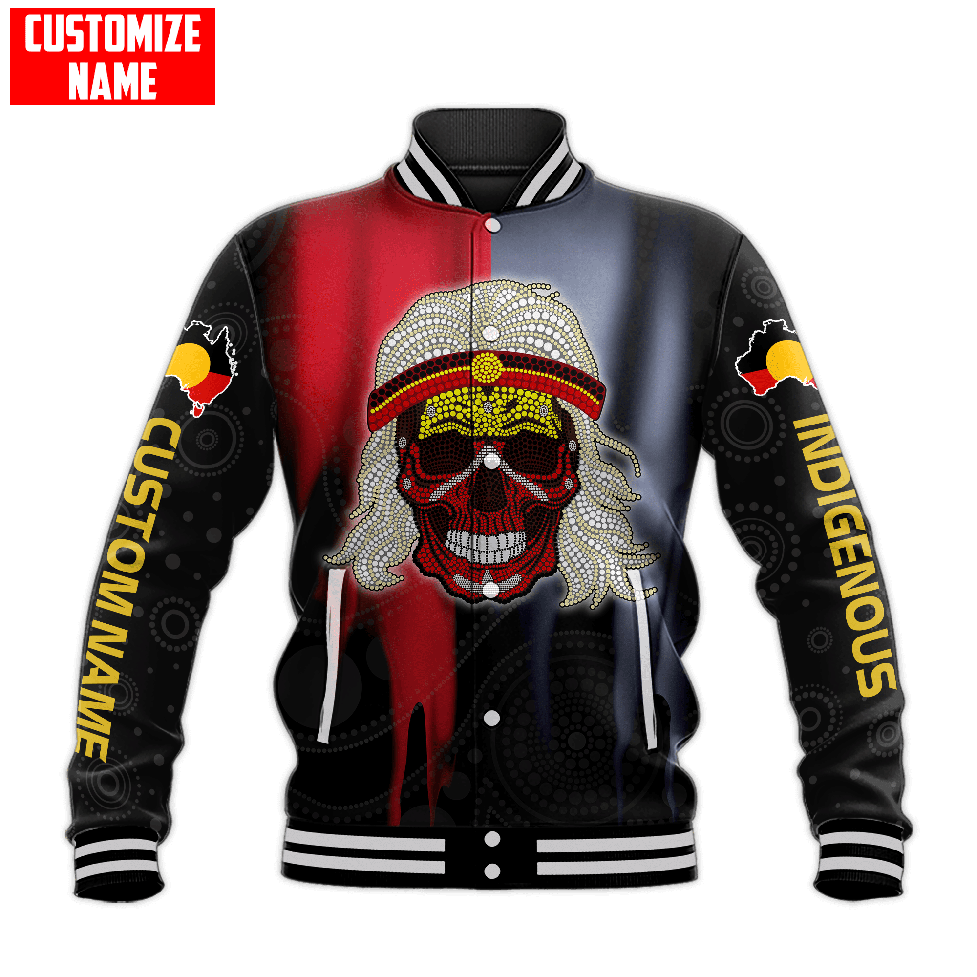 Aboriginal Flag Indigenous Skull Custom name shirts