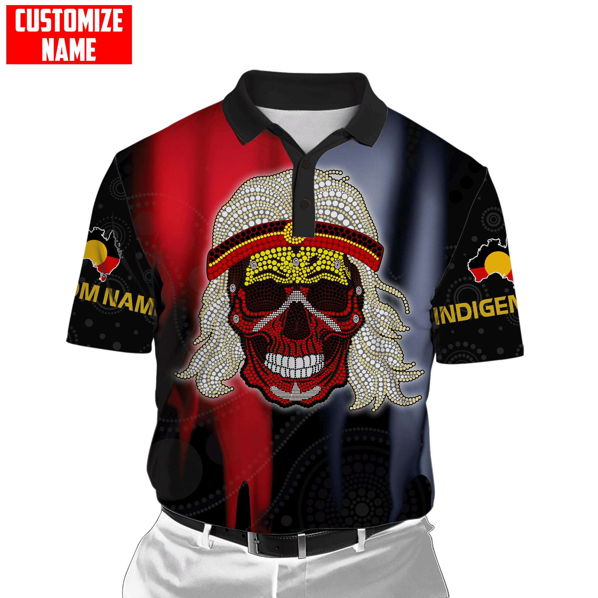 Aboriginal Flag Indigenous Skull Custom name shirts