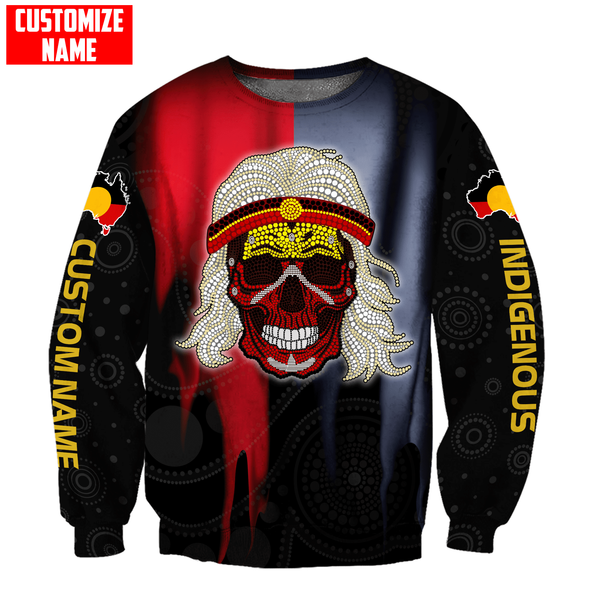 Aboriginal Flag Indigenous Skull Custom name shirts