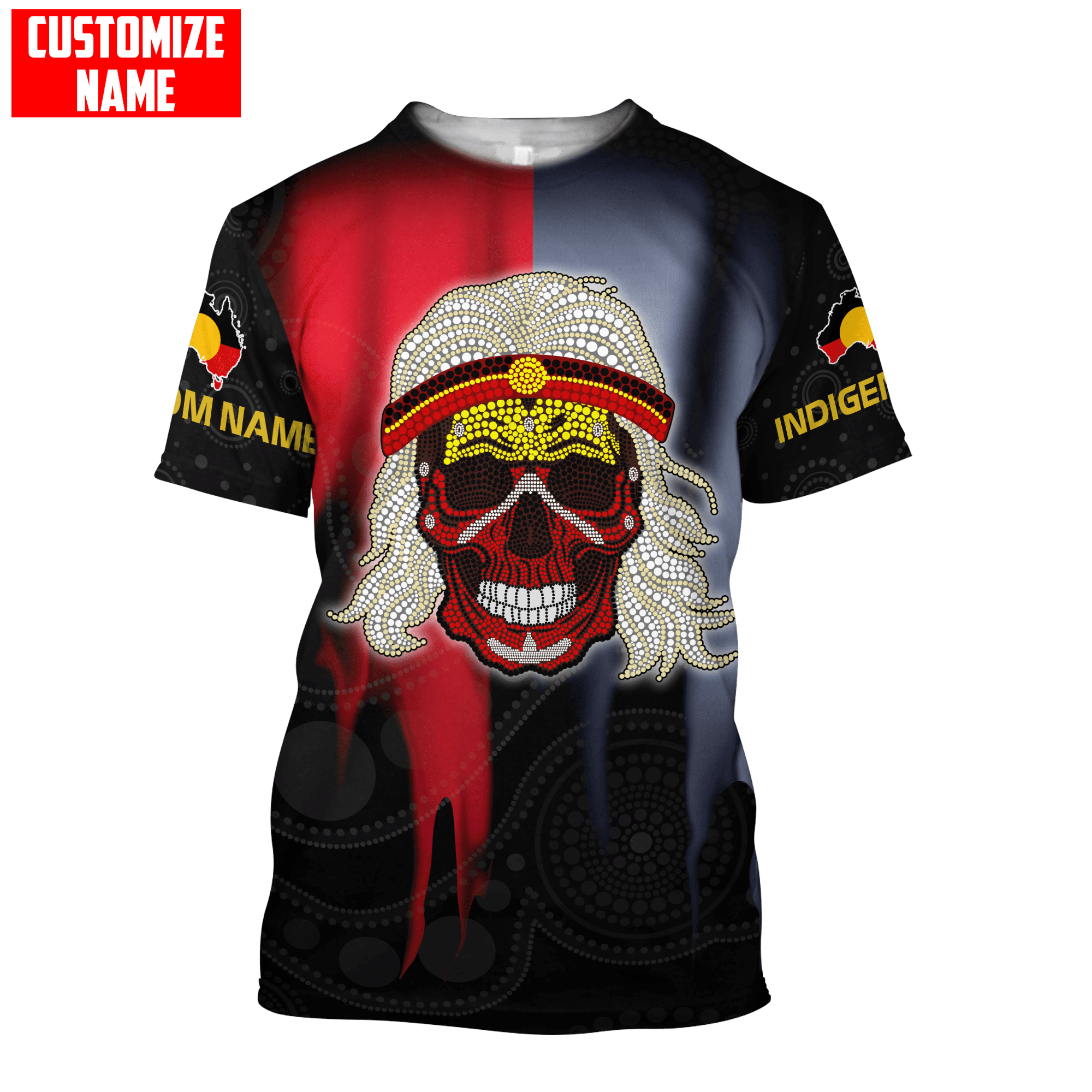 Aboriginal Flag Indigenous Skull Custom name shirts