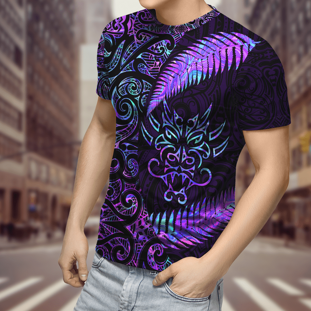 Aotearoa Dragon Paua Shell Maori Purple Unisex Shirts Tmarc Tee