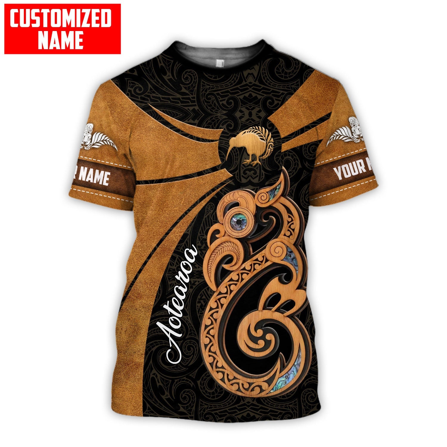 Aotearoa Wooden Maori Manaia Personalized Printed Shirts