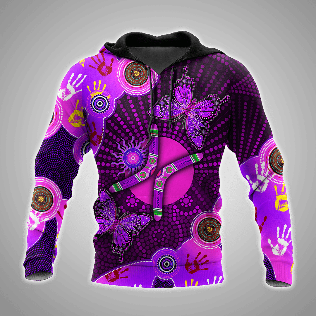 Aboriginal Naidoc Week Purple Butterflies Shirts