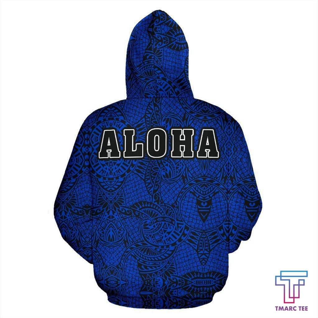 Aloha Turtle Hibiscus Polynesian Blue Hoodie