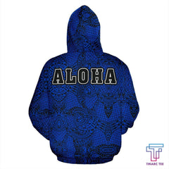 Aloha Turtle Hibiscus Polynesian Blue Hoodie