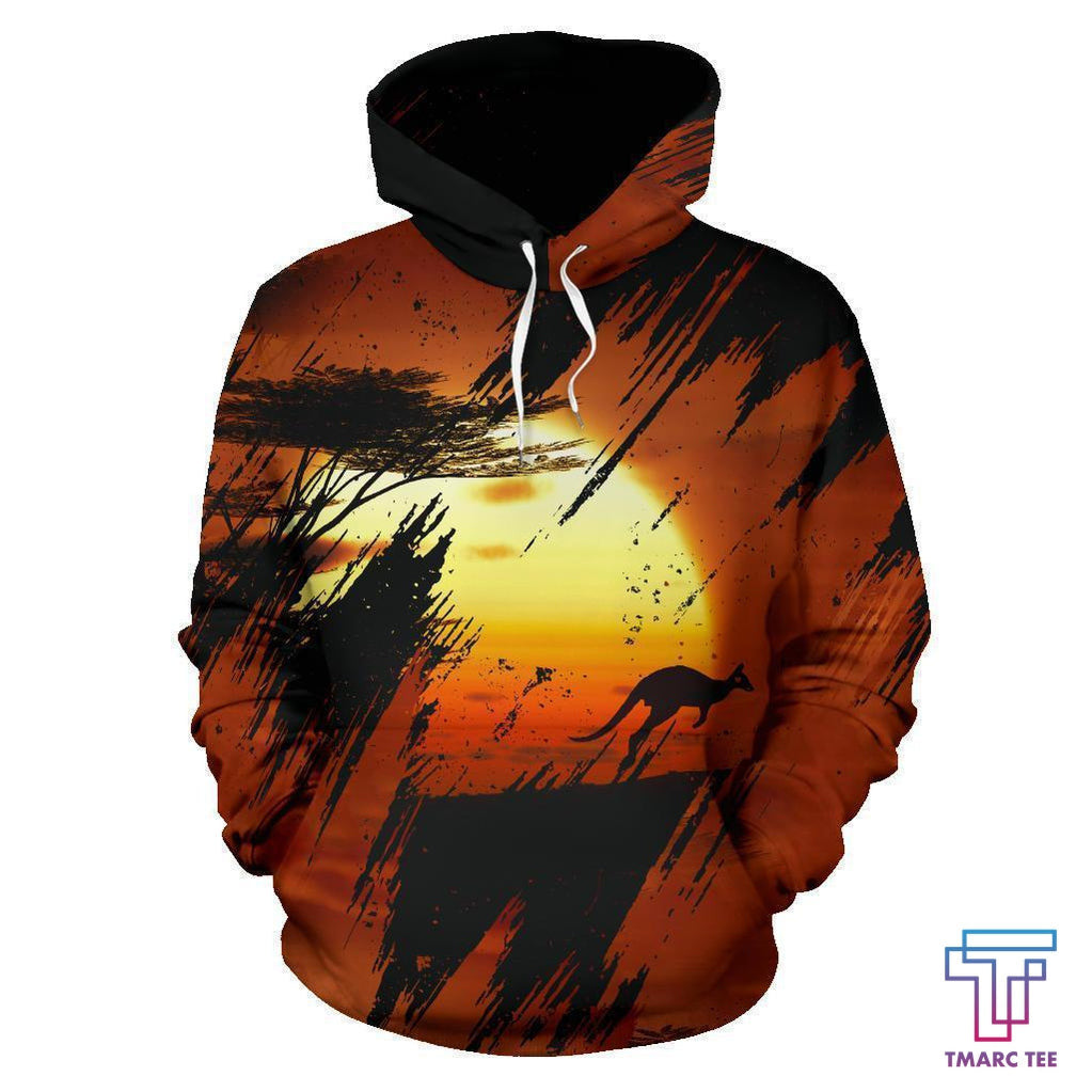 Australia Hoodie Kangaroo Sunset Painting - NNK