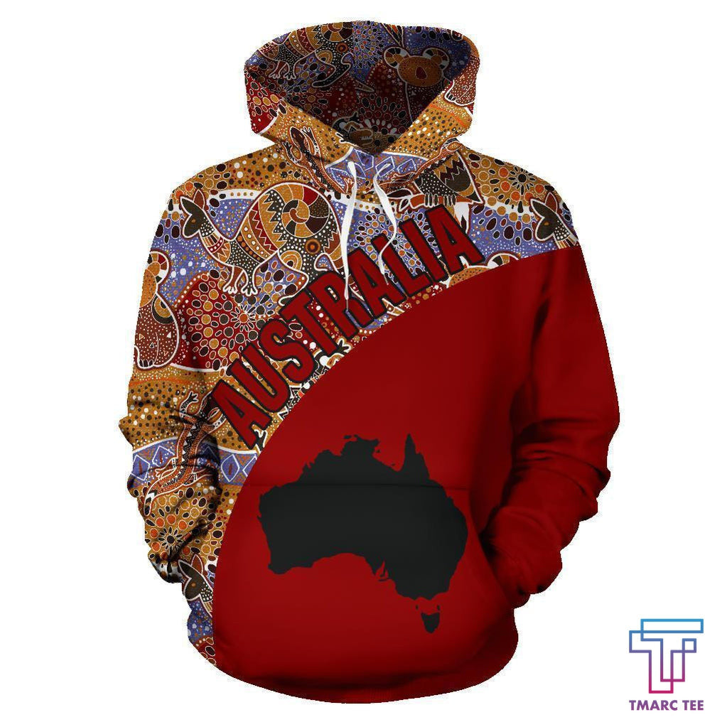 Australia Hoodie Aboriginal Kangaroo Red NNK