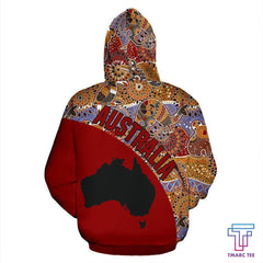 Australia Hoodie Aboriginal Kangaroo Red NNK