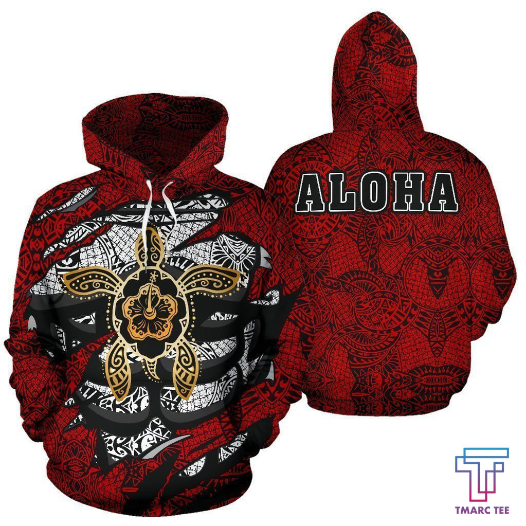 Aloha Turtle Hibiscus Polynesian Hoodie