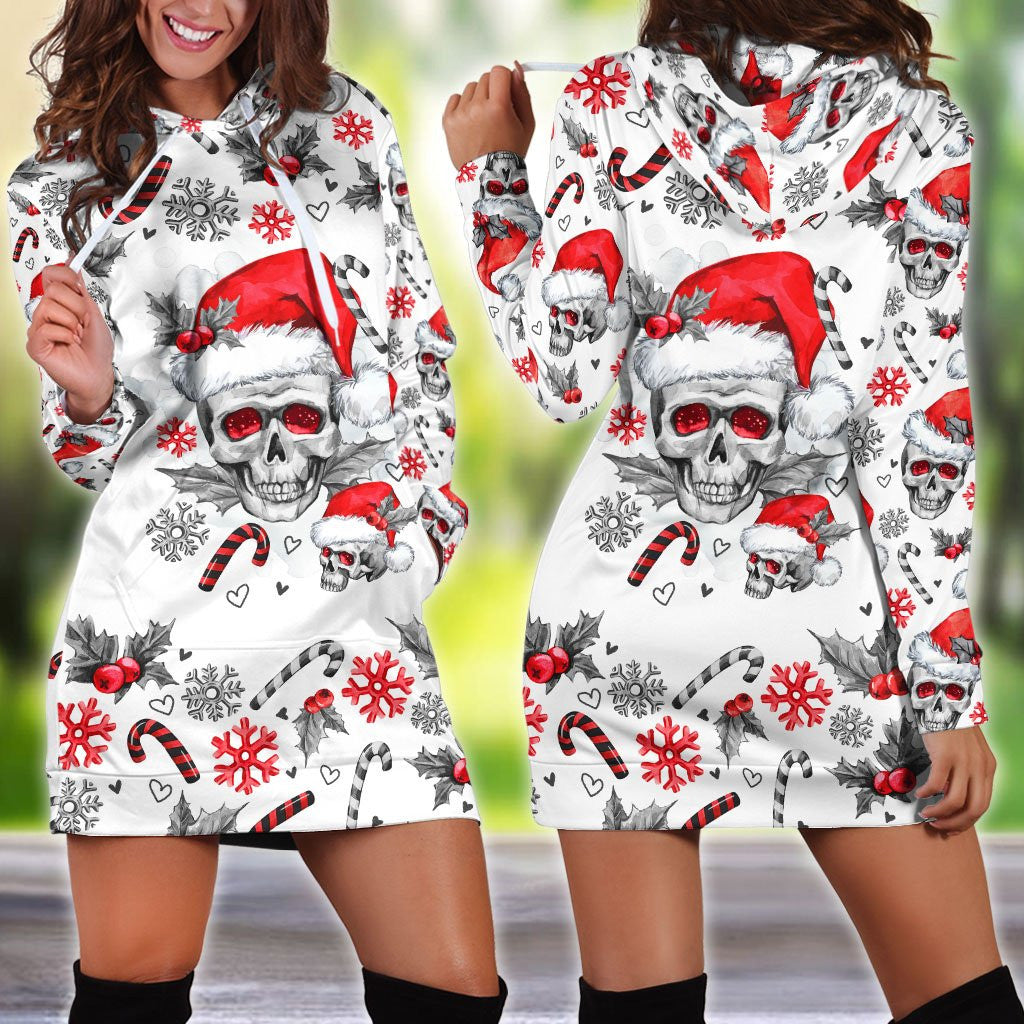 Christmas Skull Hoodie And Hoodie Dress Pi