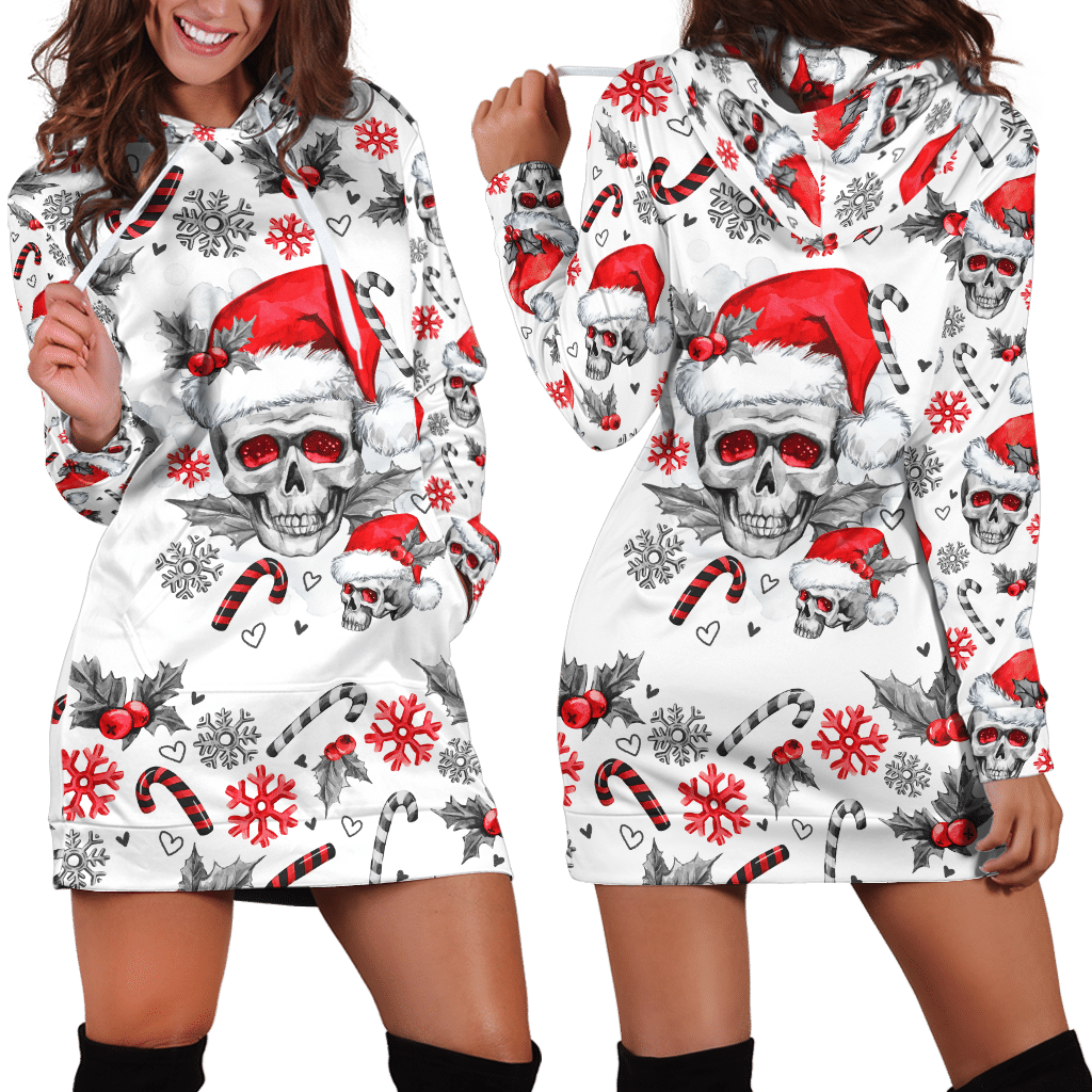 Christmas Skull Hoodie And Hoodie Dress Pi