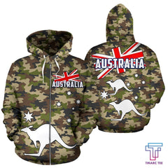 Australia Flag Zip-Up Hoodie Kangaroo - Camo Version - NNK