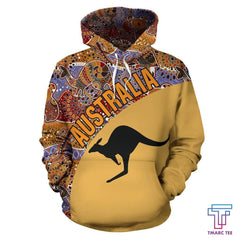 Australia Hoodie Aboriginal Wave Kangaroo NNK