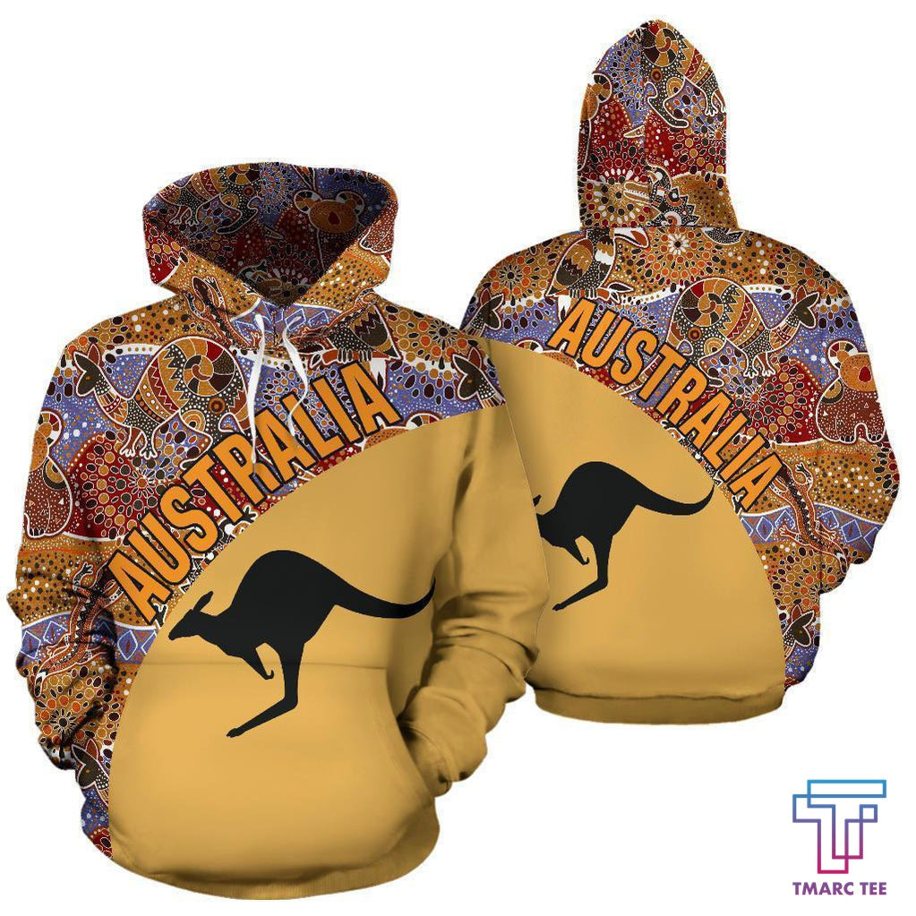 Australia Hoodie Aboriginal Wave Kangaroo NNK