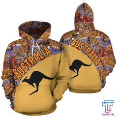 Australia Hoodie Aboriginal Wave Kangaroo NNK