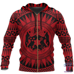 Tonga Hoodie Zip Up Polynesian Coat Of Arms NNK