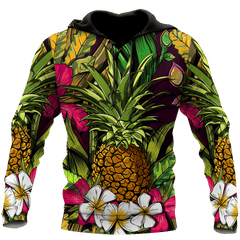 Amazing Polynesian Pineapple Hawaiian Style Unisex Deluxe Hoodie ML