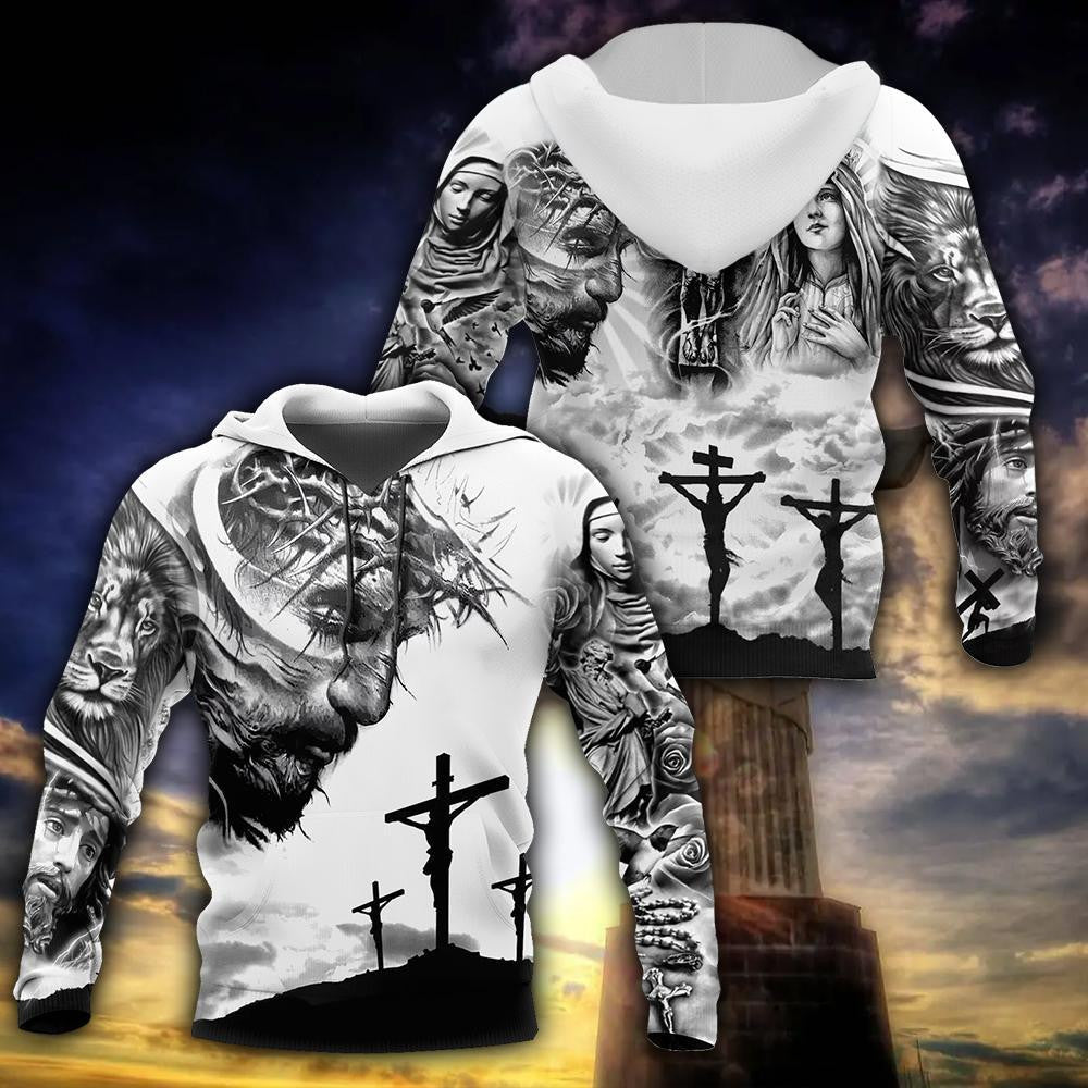 Jesus Christ with God Tattoo Printed Hoodie, T-Shirt for Men and Women