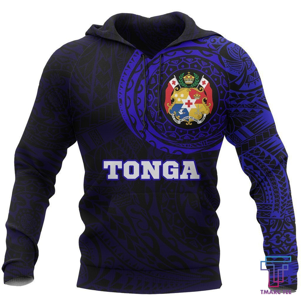 Tonga in My Heart Polynesian Tattoo Style Hoodie Blue NNK