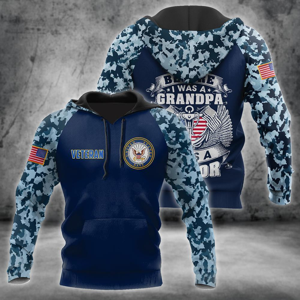 All Over Printed Navy Veteran Hoodie TR-MEI