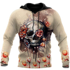 Skull And Flowers Art Hoodie For Men And Women TNA