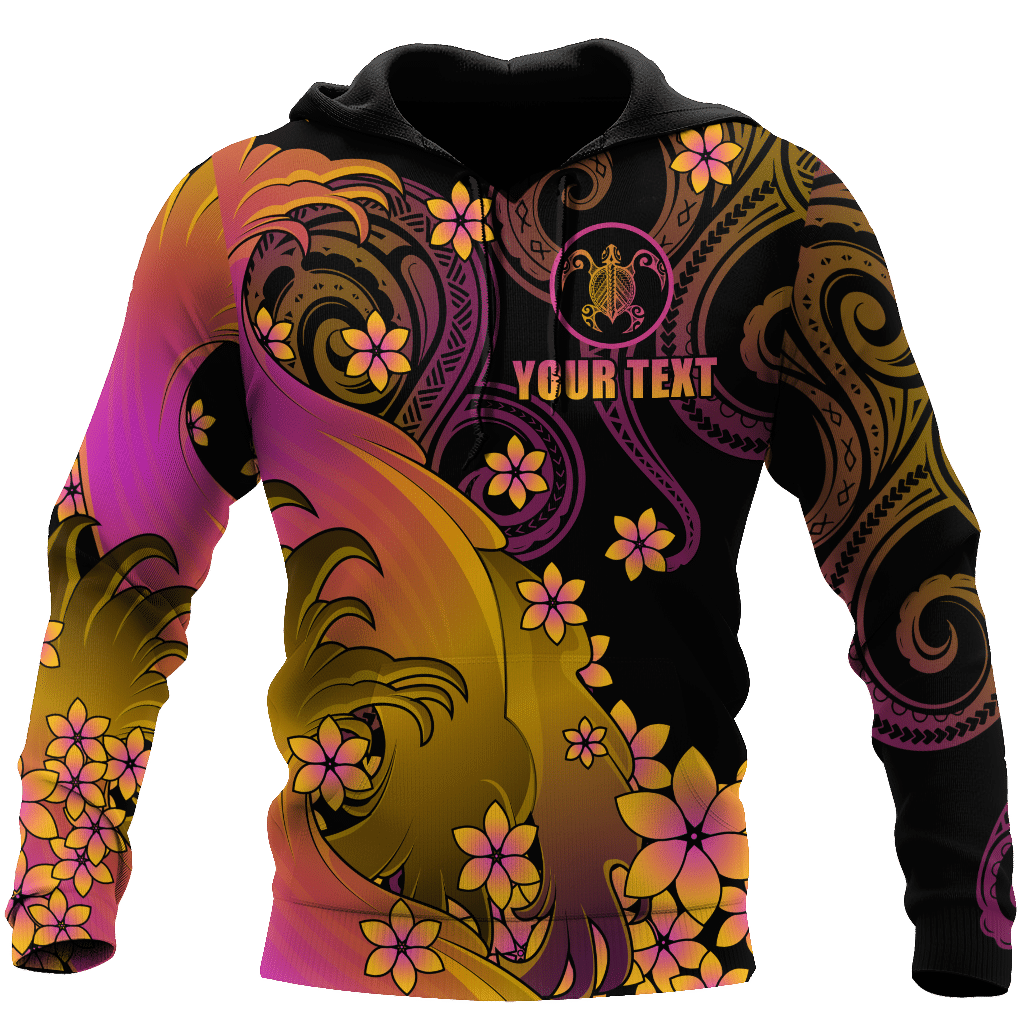 Amazing Polynesian Personalized Wave And Frangipani Unisex Deluxe Hoodie ML