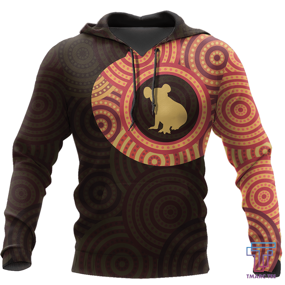 Australia In My Heart Aboriginal Tattoo Koala Hoodie Yellow AZ