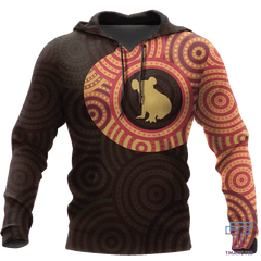 Australia In My Heart Aboriginal Tattoo Koala Hoodie Yellow AZ