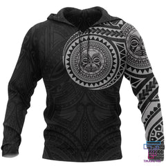 Polynesian Tiki Face� Tattoo Style Hoodie Gray NVD