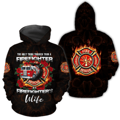 All Over Printed Firefighter's Wife Hoodie DA-MEI