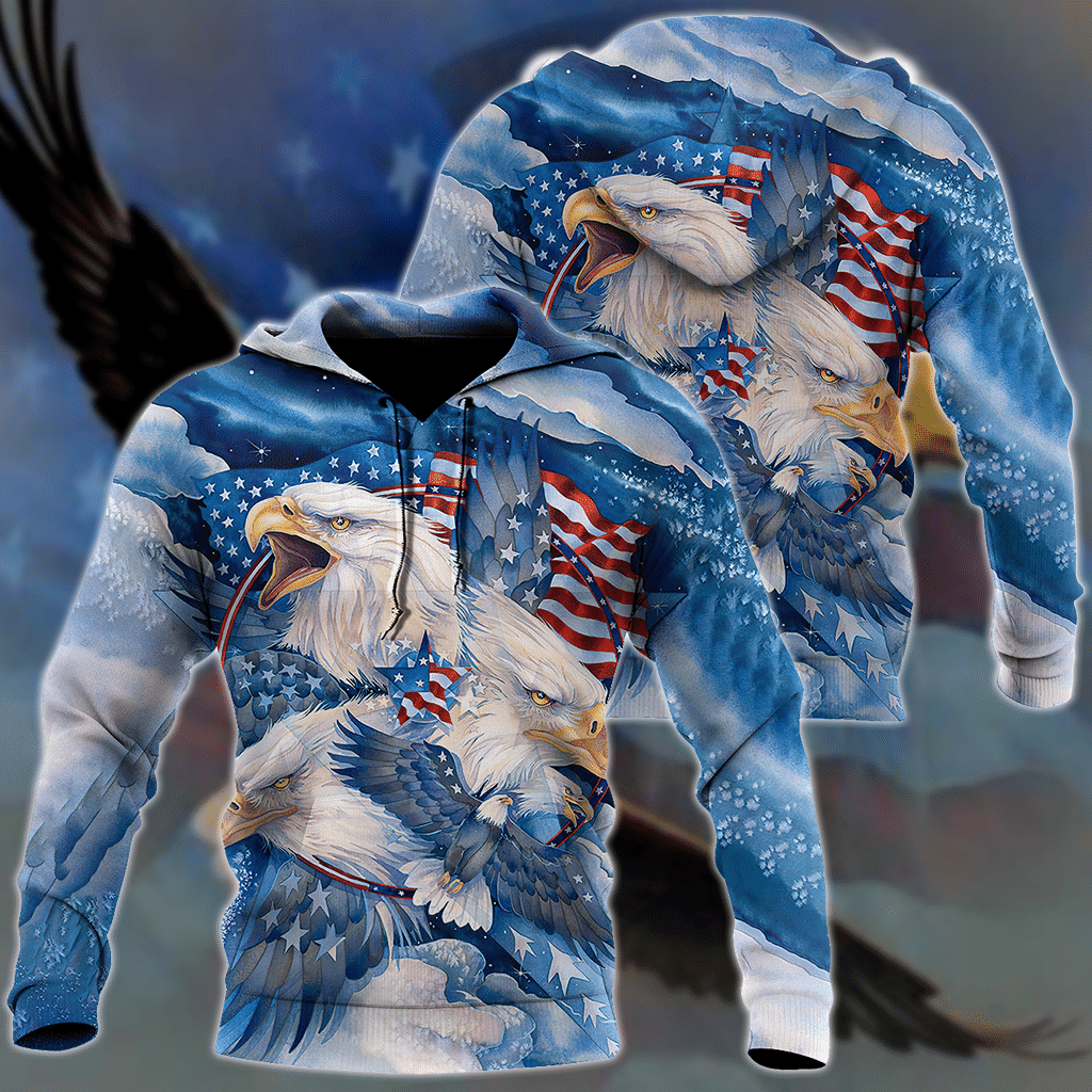 All Over Printed Bald Eagle Hoodie DD-MEI