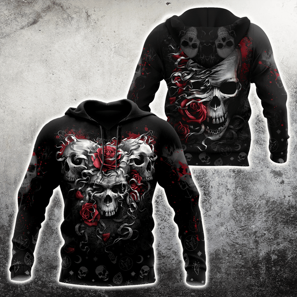 Heart Of Roses Skull Hoodie For Men And Women TNA