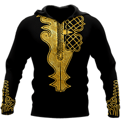 African Golden Dashiki Pattern D Over Printed Unisex Deluxe Hoodie ML