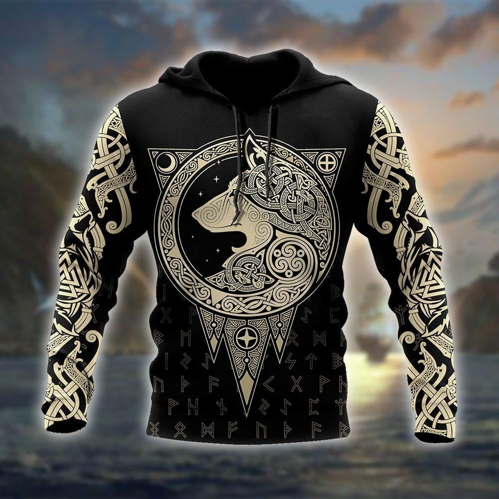 All Over Printed Viking Wolf Hoodie AM-MEI